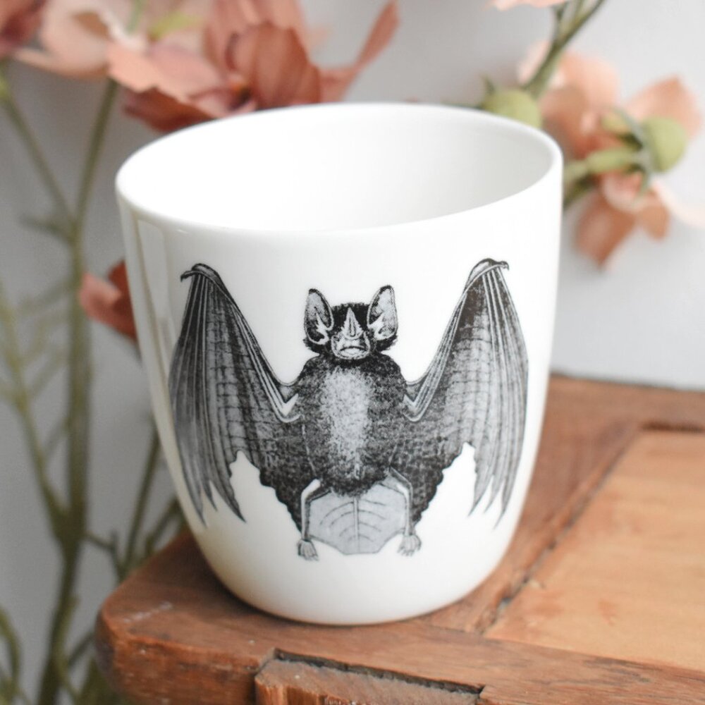 Vintage Small Porcelain Gothic Vampire Bat Cup VHTF